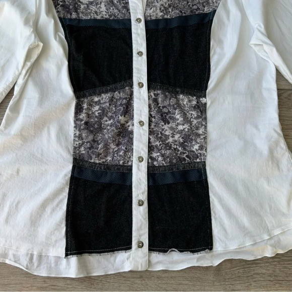 Steilmann Stretchy Patchwork Button Down Shirt - Picture 8 of 16